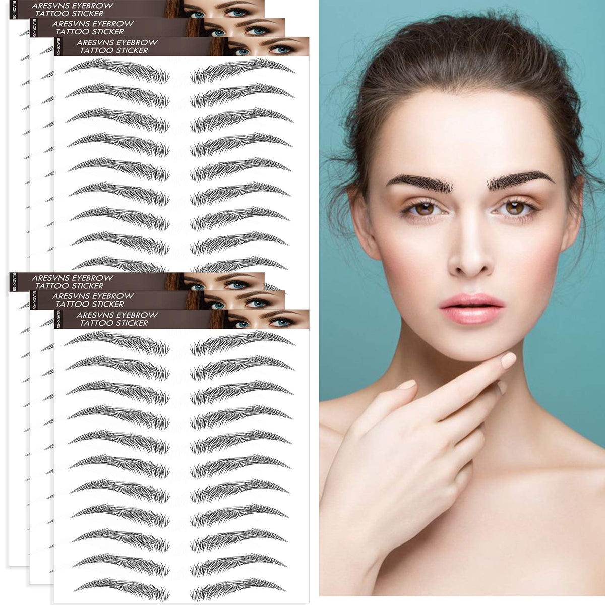 Aresvns Waterproof Tattoo Eyebrows - 66 Pairs Hair-Like Fake Eyebrows For Women