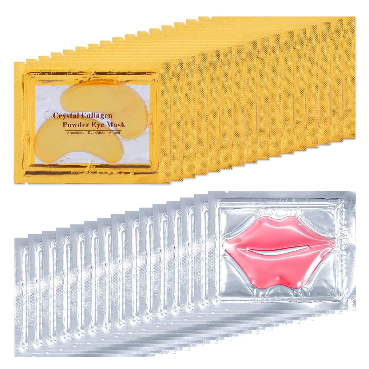 Eakroo 30 Pairs Lip Masks & Eye Patches, 24K Collagen For Dark Circles & Lip Wrinkles