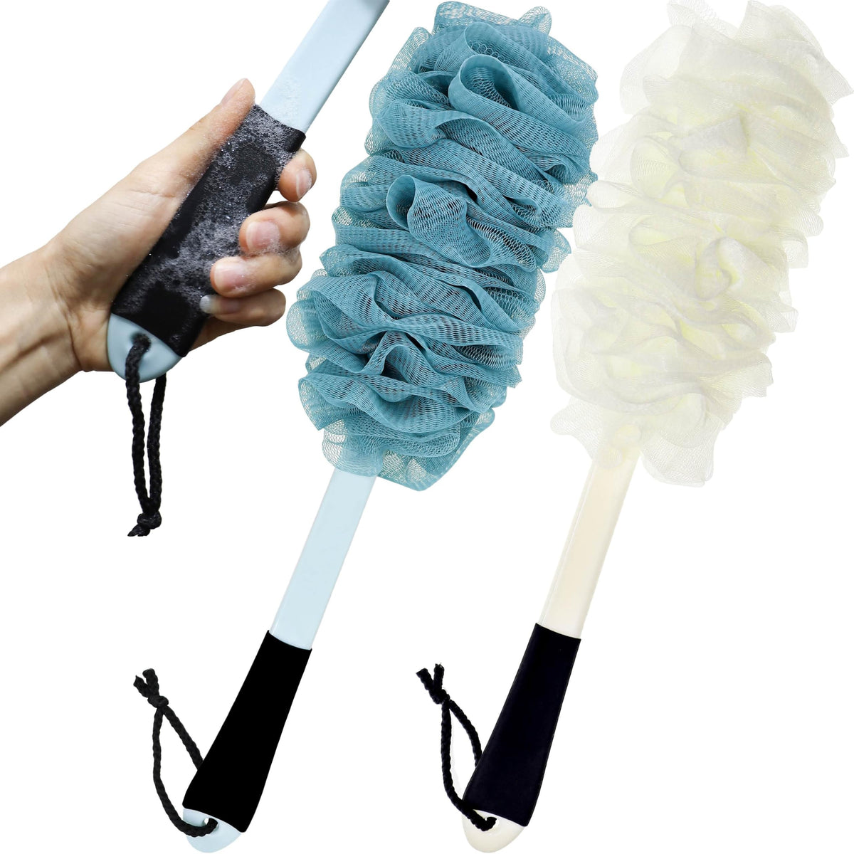 Jxicleang 2Pack Back Scrubber With Handle, Exfoliating Loofah Body Brush For Men & Women