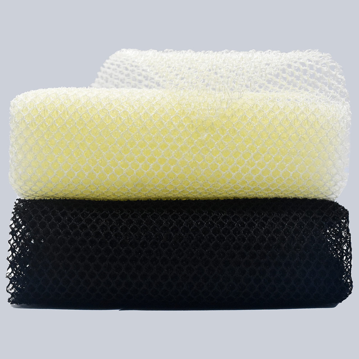 Superjpsor 2 Piece African Exfoliating Net Sponge - Body Scrubber, Nylon Shower & Bath Net (Black, Beige)