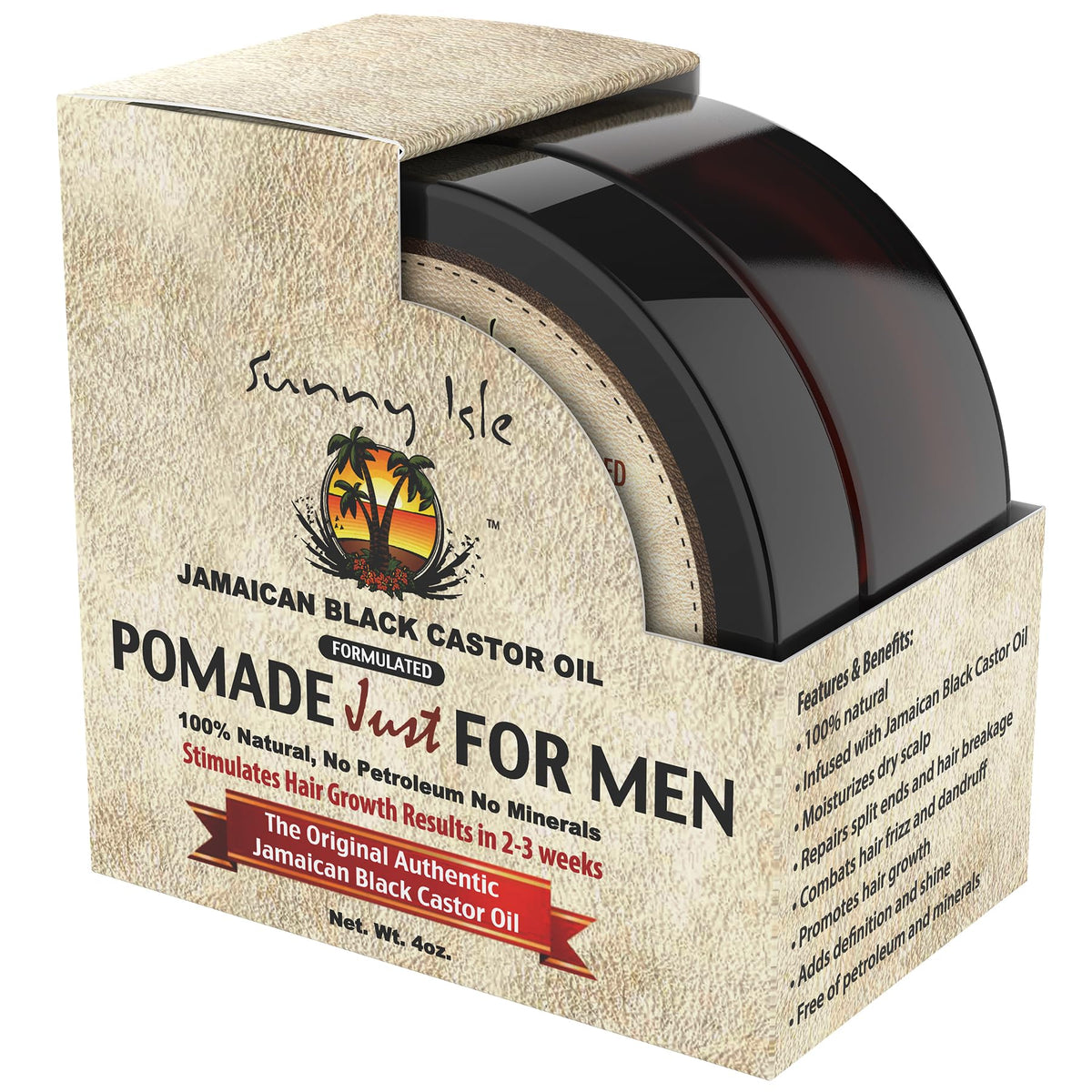 Sunny Isle Jamaican Black Castor Oil Hair Food Pomade 4 oz for Dry Scalp & Hair Growth