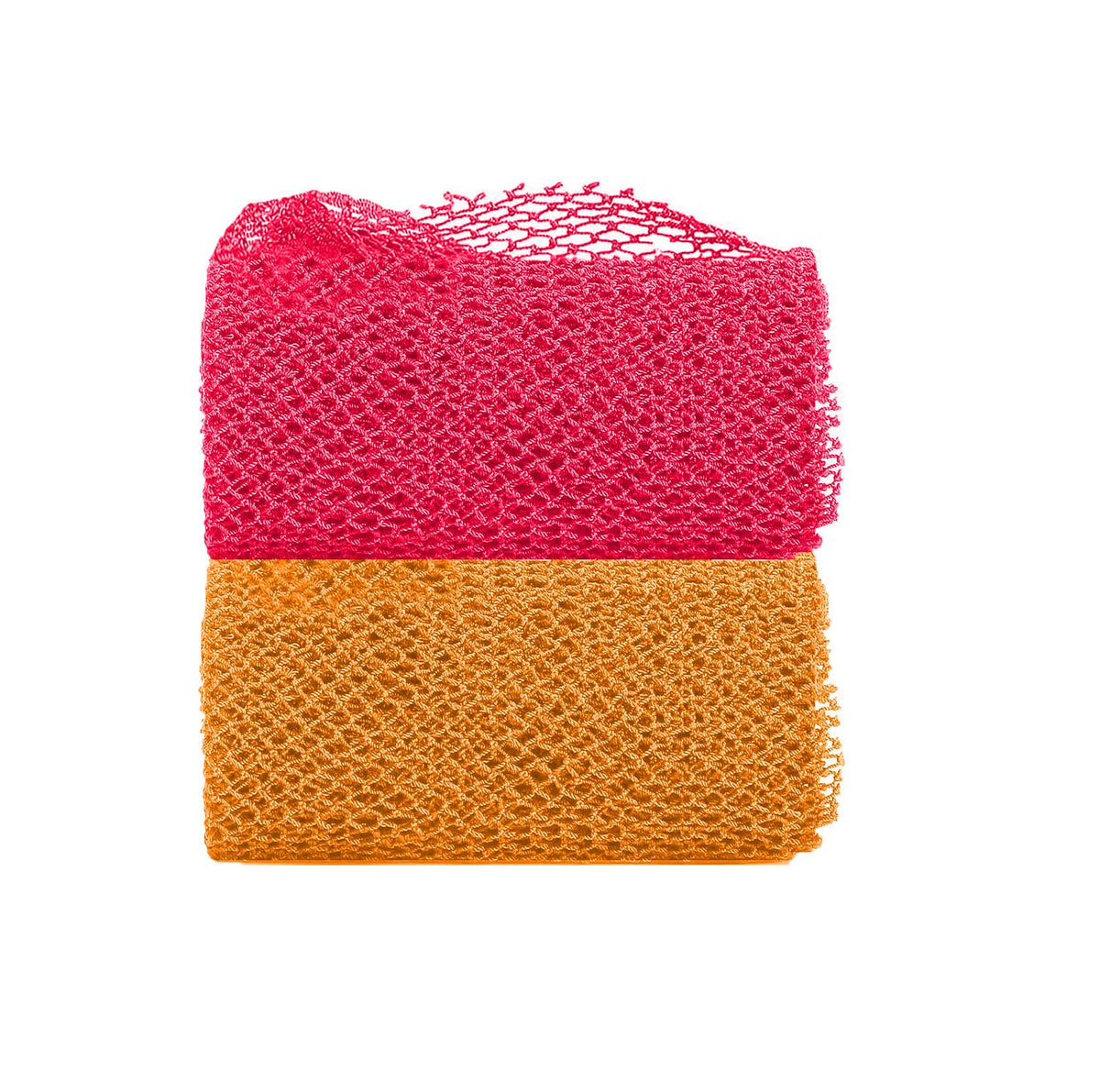 Vavaxjhm 2 Pack African Exfoliating Net Sponge, Long Bath Scrubber, Pink & Orange