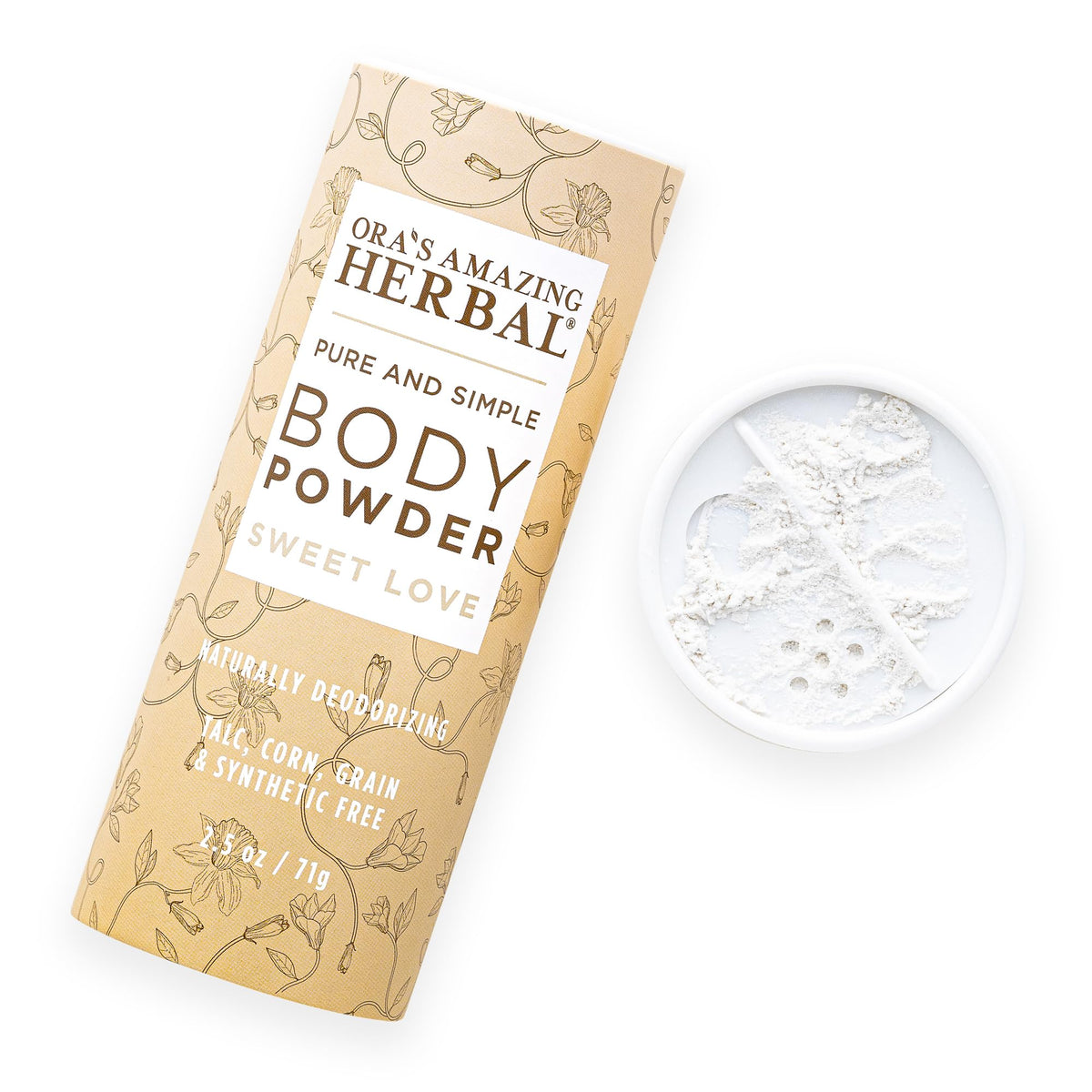 Ora's Amazing Herbal Body Powder for Women - Talc Free, Amber, Frankincense, Ylang-Ylang, 2.5