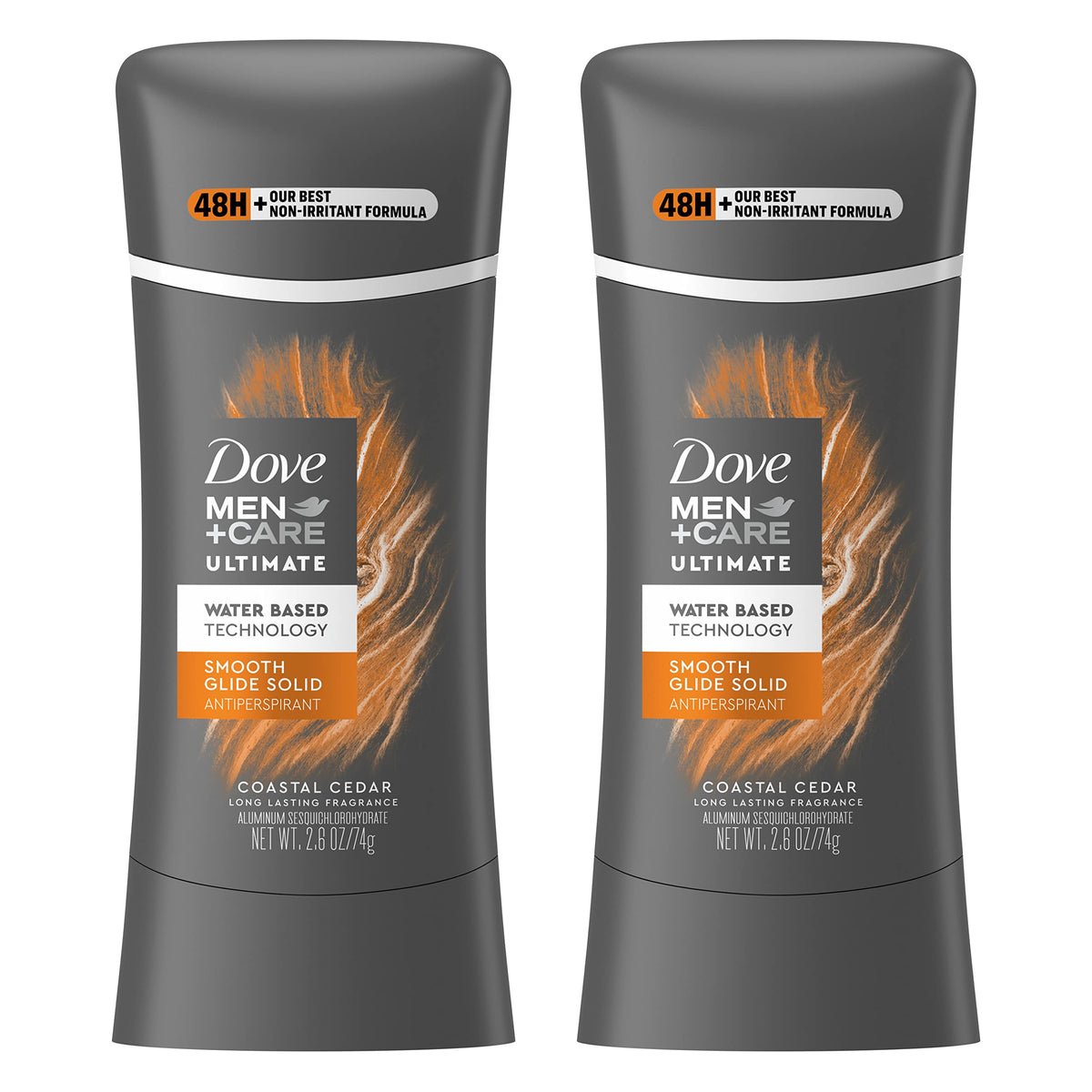 Dove Men + Care Antiperspirant Deodorant, Coastal Cedar, Hydrating, 2.6 Oz, 2 Pack