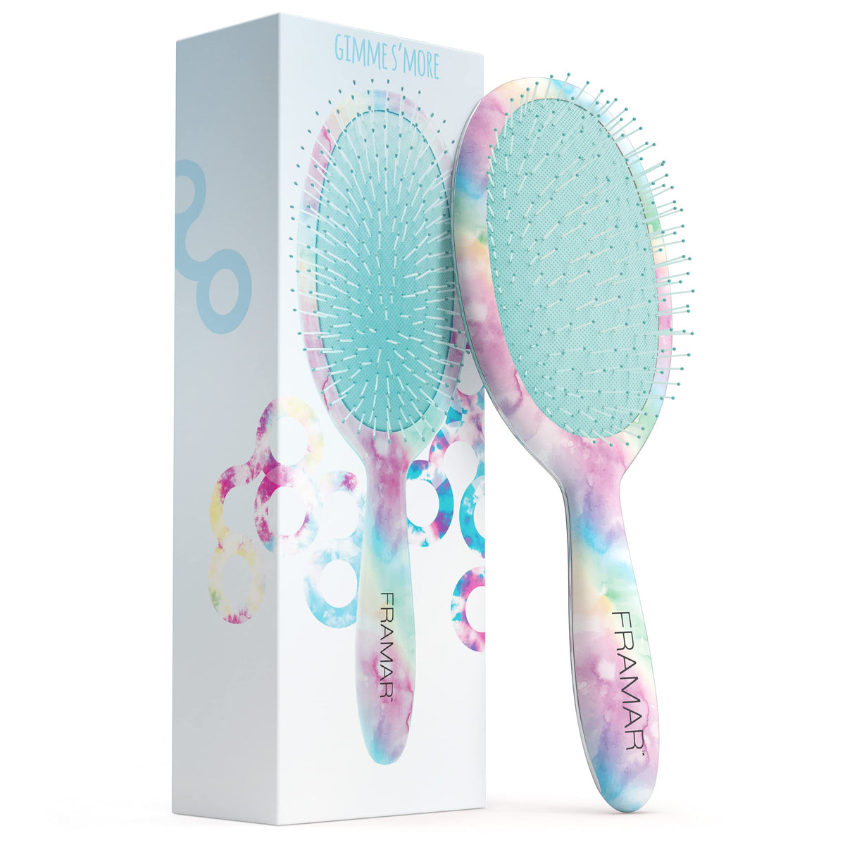 FRAMAR Blue Tie Dye Hair Brush Detangler - Curly & Thick Hair Wet Brush for Women