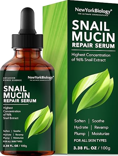 New York Biology Snail Mucin Serum 3.38 Fl. Oz – Moisturizer For Dry Skin & Wrinkles