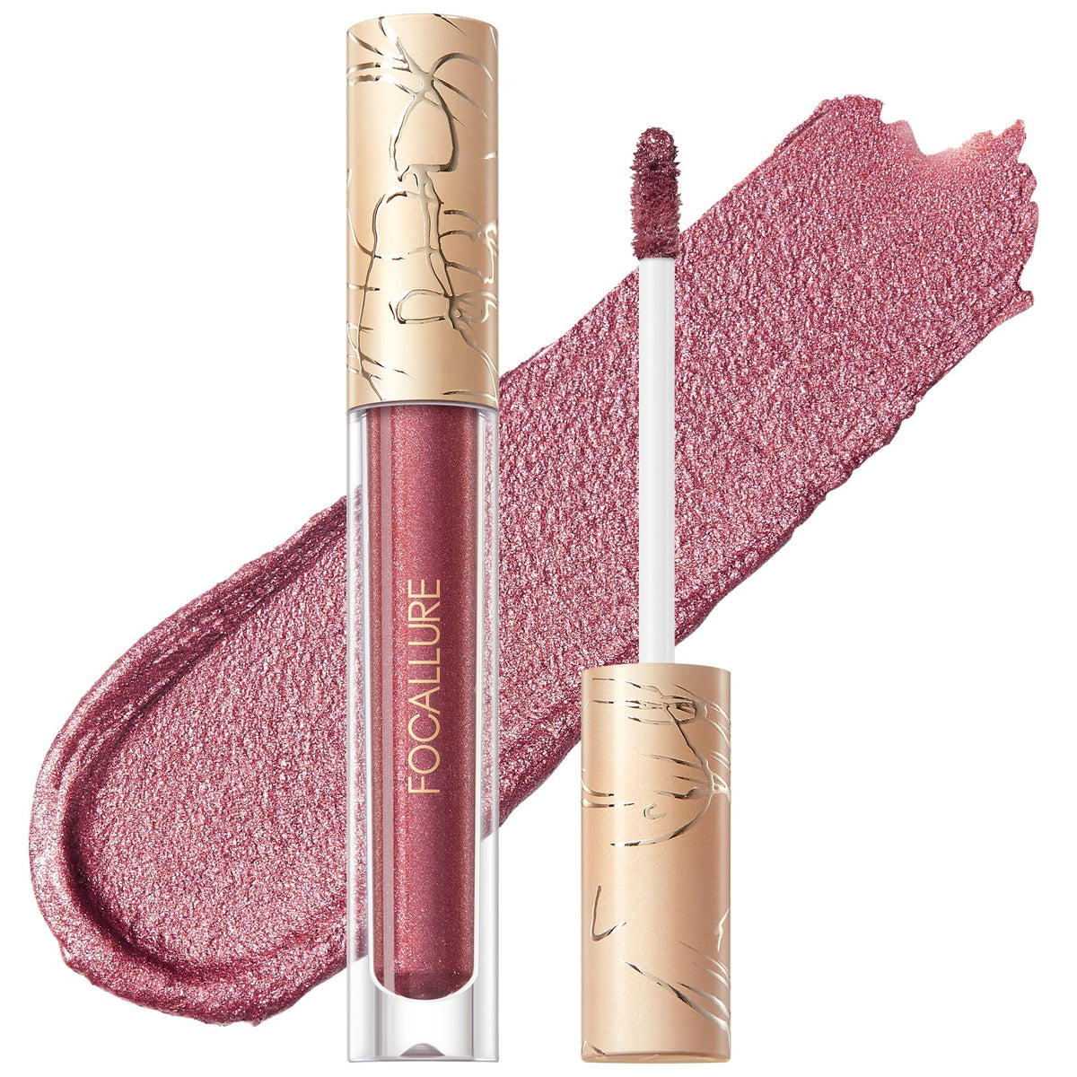 Focallure Metallic Liquid Lipstick, Waterproof & Long Lasting, Rd01 Love Galore, 0.08 Fl Oz