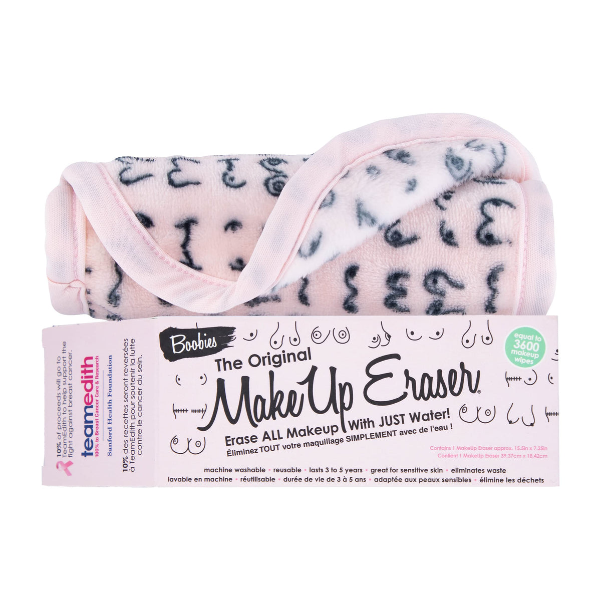 Makeup Eraser - Erase All Makeup With Water, Including Waterproof Mascara, 1 Count (Boobies)