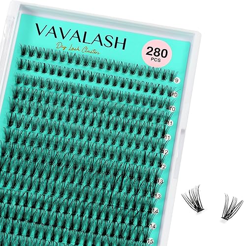 VAVALASH 20D DIY Lash Clusters 280 PCS, C D Curl, 9-16mm Synthetic Fiber Eyel