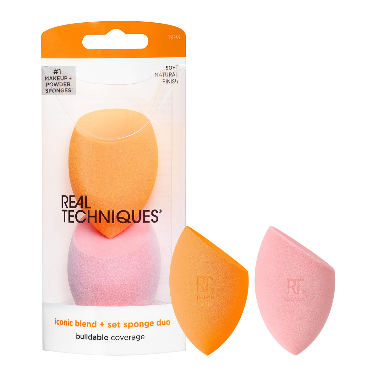 Real Techniques Makeup Sponge Duo - Latex-Free, Vegan Blending Sponges For Liquid & Cream, 2 Count