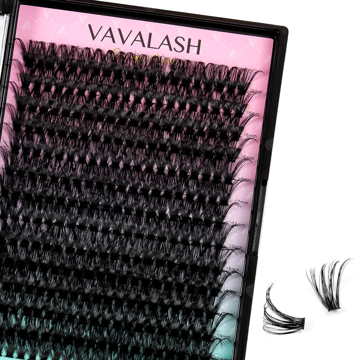 VAVALASH 50D Individual Cluster Lashes 16-20mm Faux Mink DIY Eyelash Extensions, Black