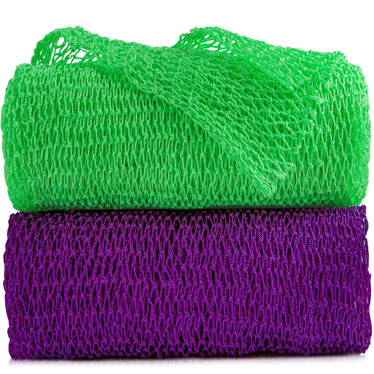 Gugar African Exfoliating Net Sponge - Authentic Nylon Body Scrub Shower Scrubber, Green & Purple