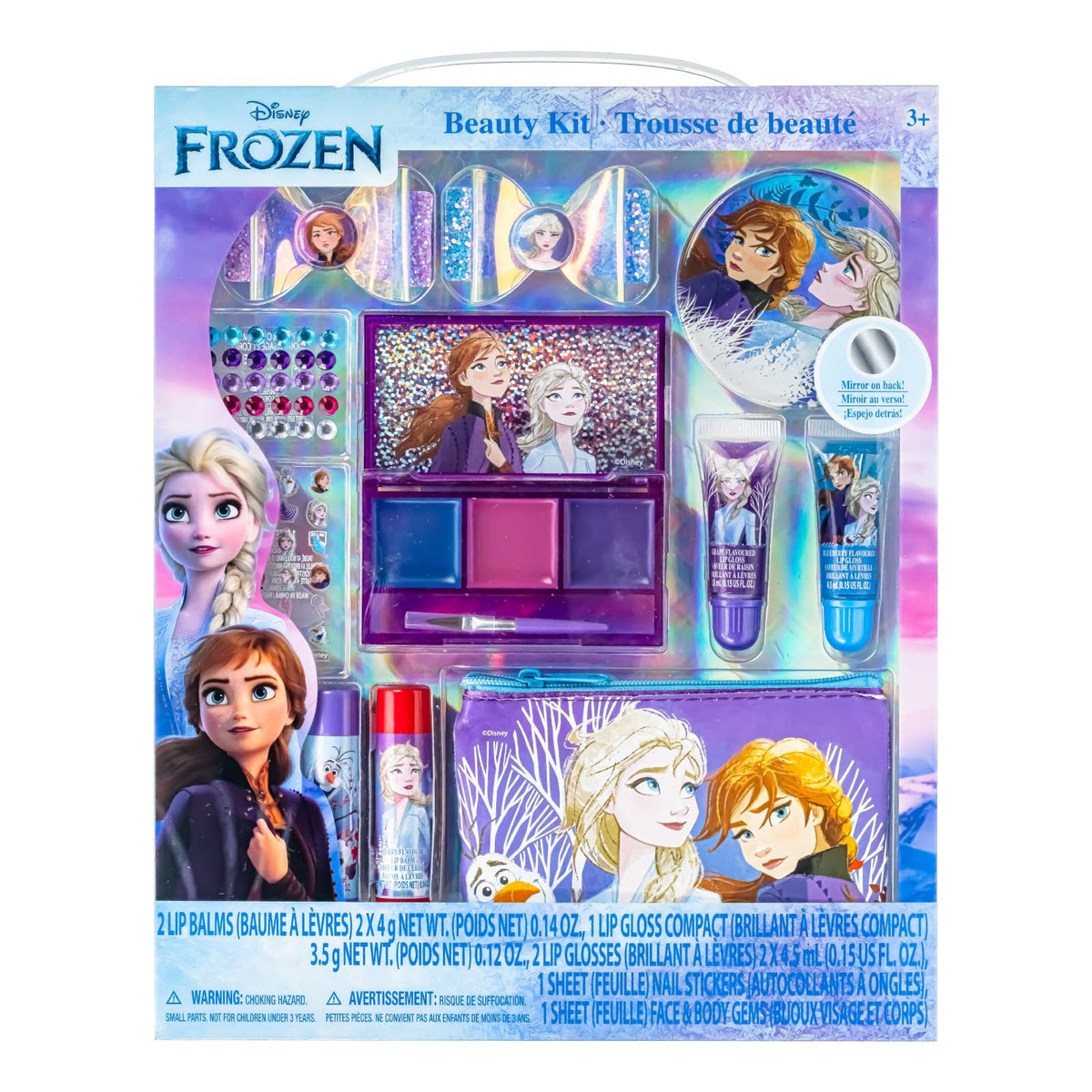 Disney Frozen Townley Girl 29-Piece Sparkly Makeup Set With Lip Gloss, Nail Gems & Mirror