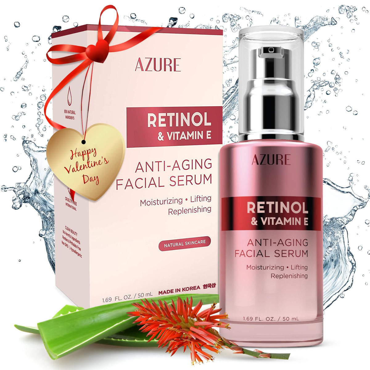 AZURE Retinol & Vitamin E Anti-Aging Facial Serum - Reduces Wrinkles & Moisturizes - 50mL