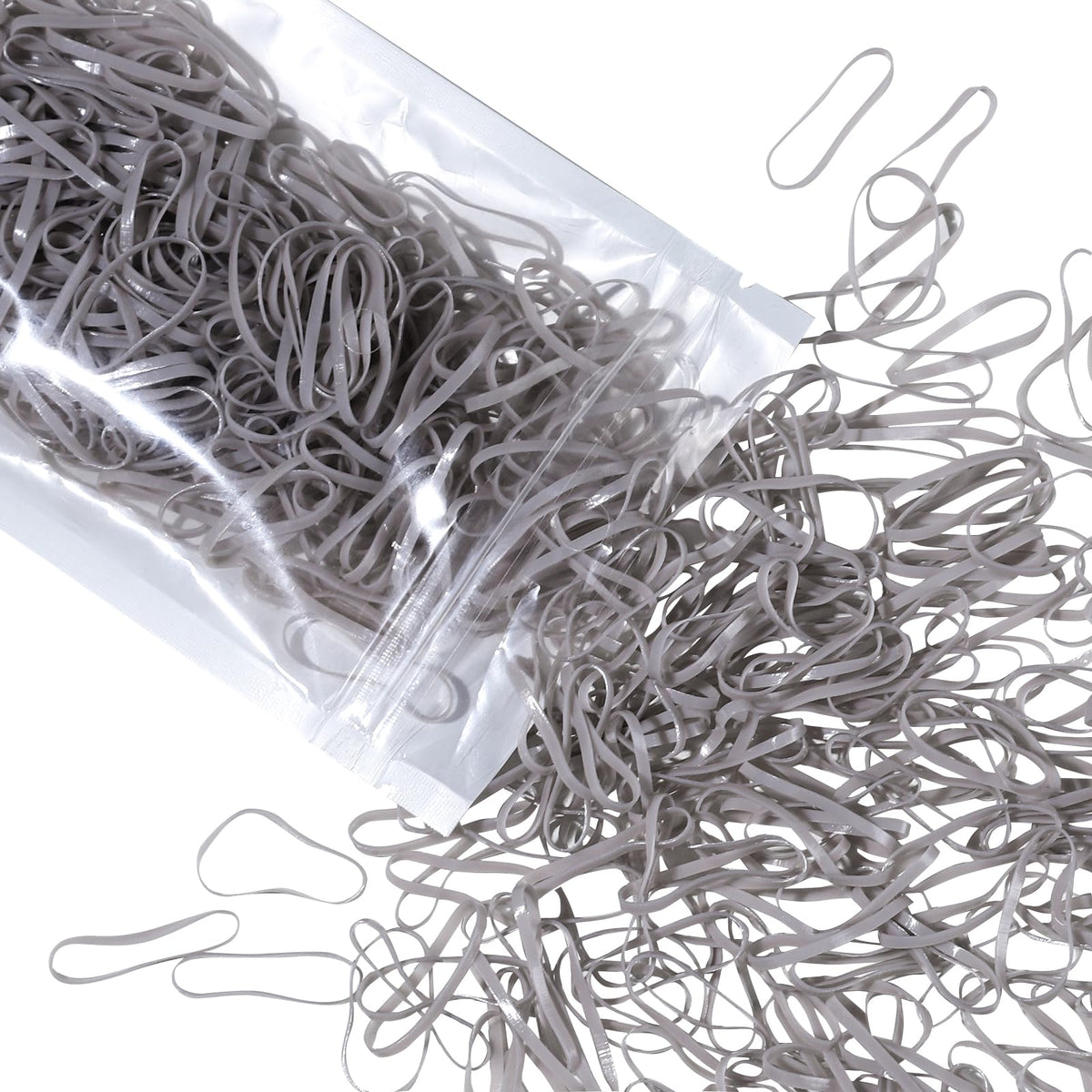 Teenitor 300pcs Gray Rubber Hair Elastics - Durable Bands for Hair Styling & Accessories