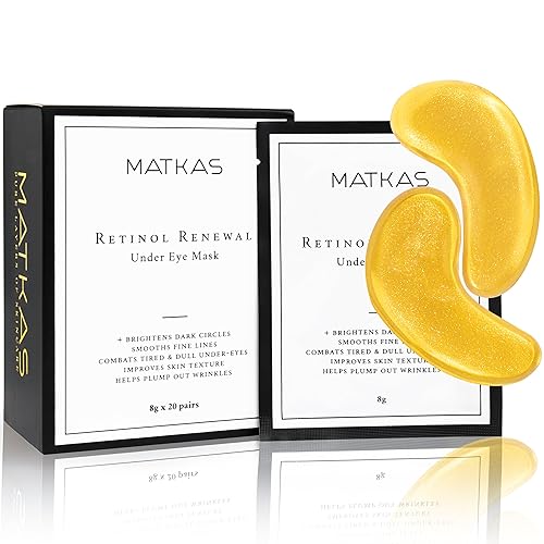 Matkas Korean Gold Under Eye Patches - Retinol, Hyaluronic Acid, Collagen For Dark Circles & Puffiness