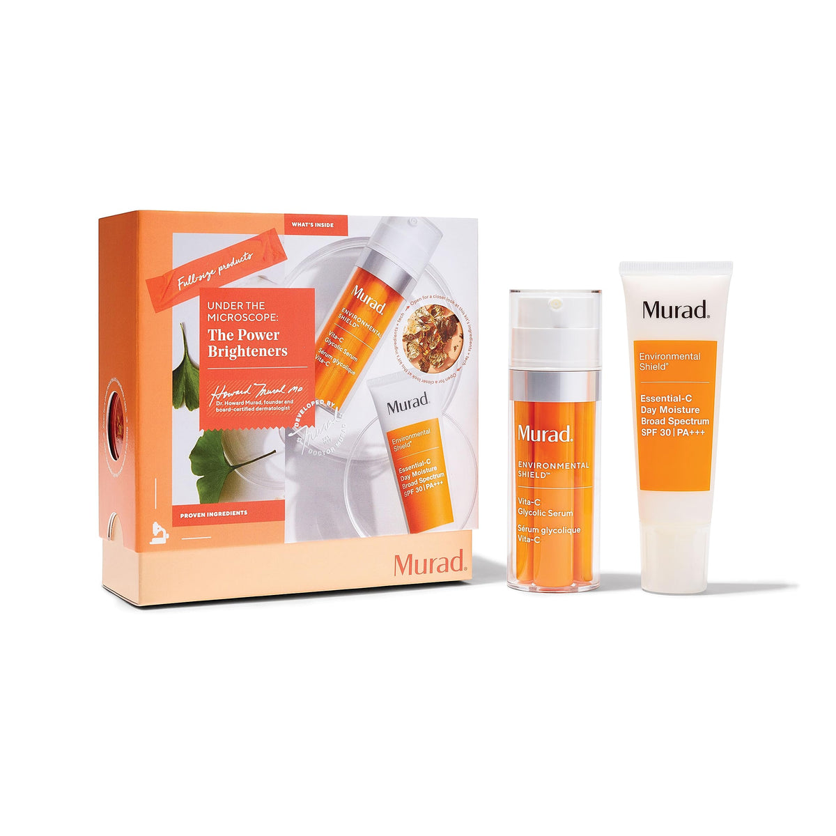 Murad Power Brighteners Set - Essential C Moisturizer Spf 30 & Vita-C Glycolic Serum 1Oz