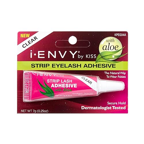 Kiss I Envy Clear Eyelash Adhesive With Aloe, 0.25Oz - Strong Hold For Strip Lashes