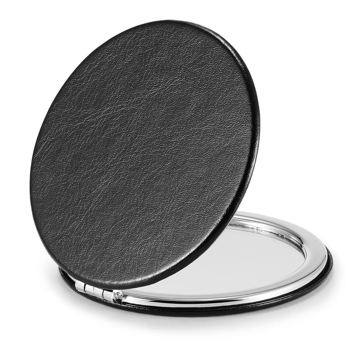 Getinbulk Compact Mirror - Double-Sided 1x/3x Magnification, PU Leather, 2.8&quot; (Black