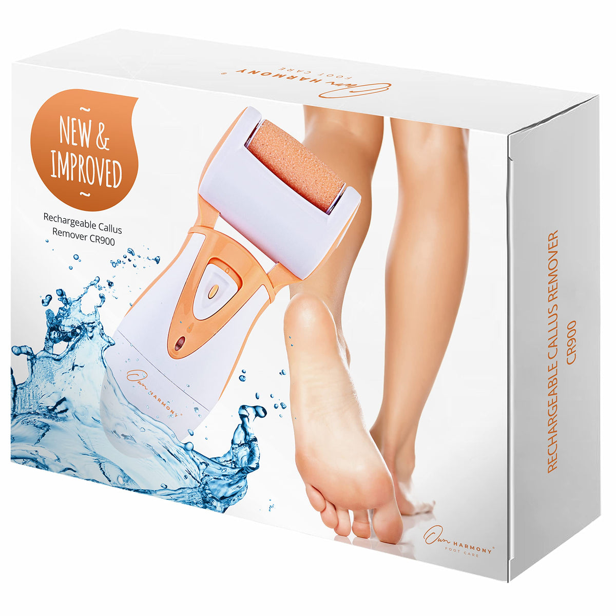 Rechargeable Callus Remover by Own Harmony - Electric Foot File with 3 Rollers for Cracked Heels