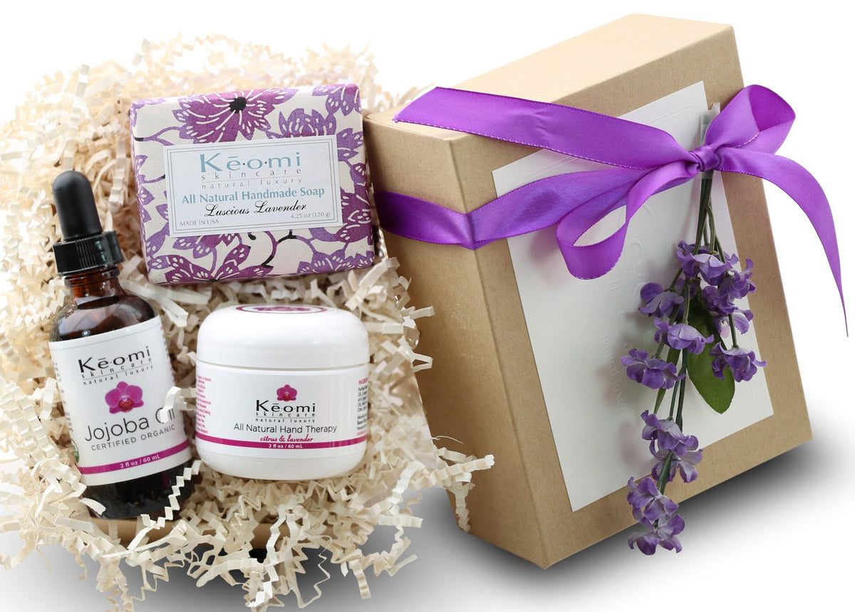 Lavender Organic Bath & Body Gift Set By Keomi Naturals – All Natural Luxury, 3 Piece Set