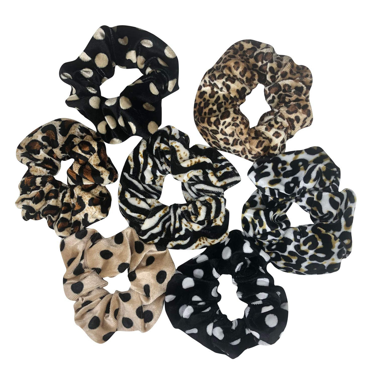 Ceozy 7 Pack Leopard Print Hair Scrunchies - Cloth Ponytail Holders For Girls & Women