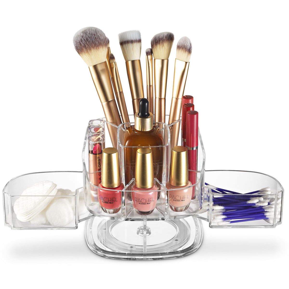 Masirs Small Rotating Makeup Organizer - Clear Acrylic Caddy For Vanity & Bathroom Storage