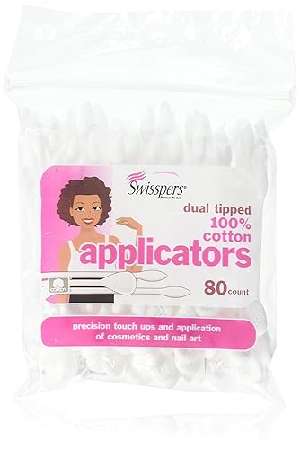 Swisspers Premium Cotton Cosmetic Applicators - 80 Count, White, Perfect For Makeup Application