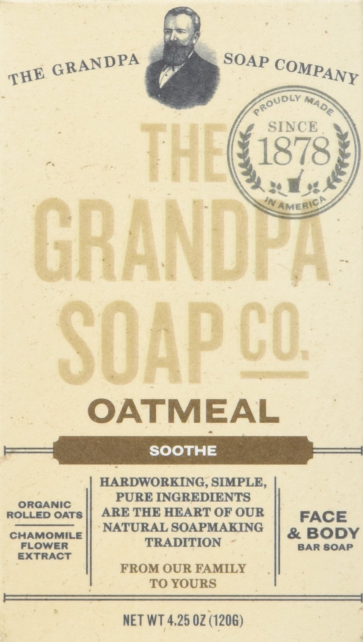 Grandpa'S Oatmeal Soap Bar - 4.25 Oz, Soothing Natural Cleanser For Sensitive Skin