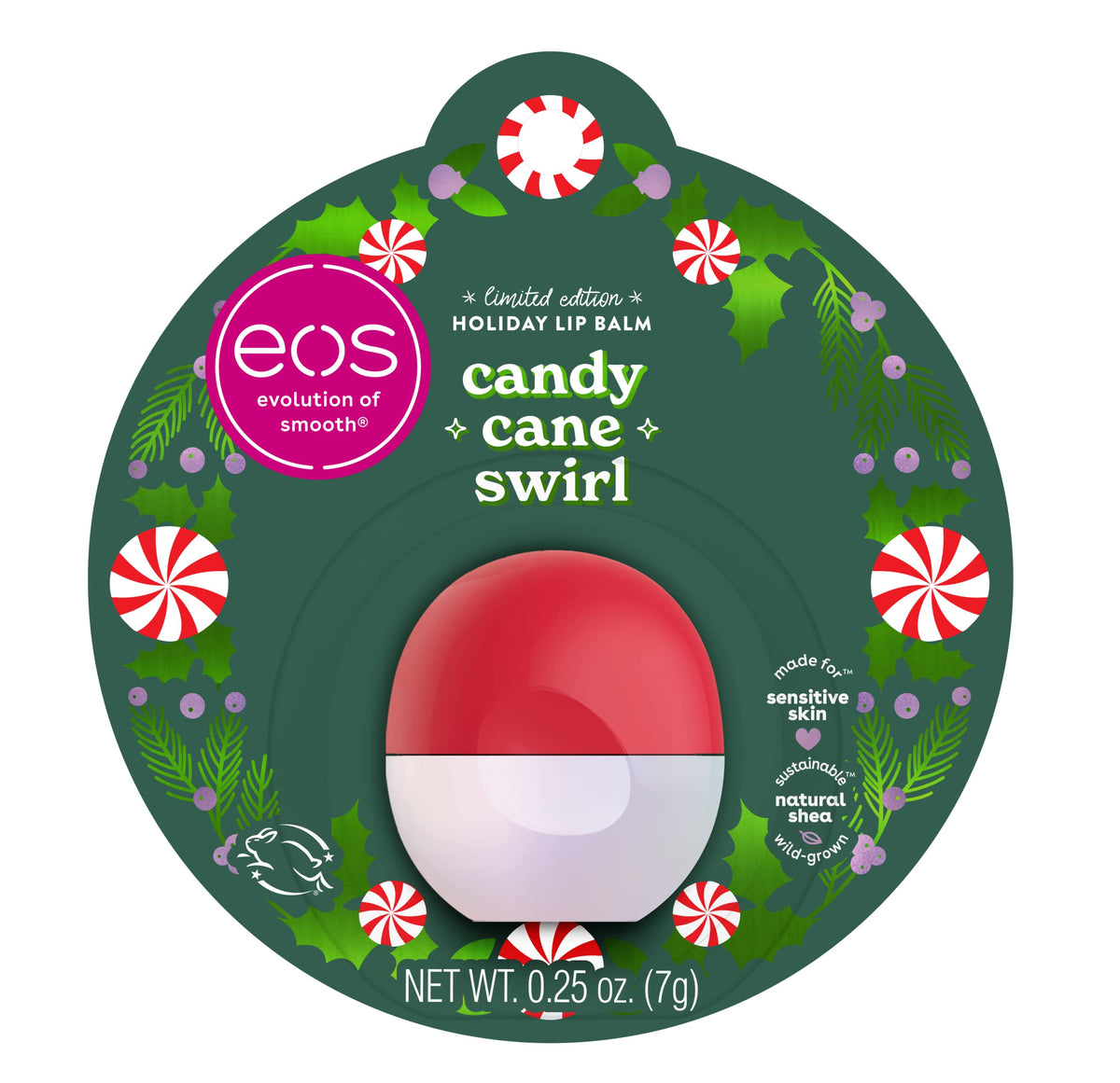 Eos Limited Edition Holiday Lip Balm - Candy Cane Swirl, 0.25 Oz - Christmas Stocking Stuffer