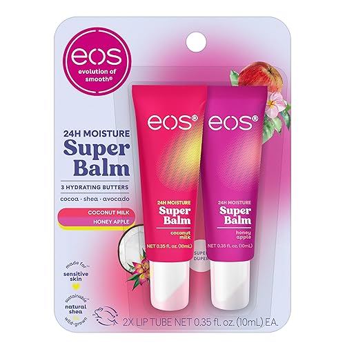 Eos 24H Moisture Super Balm, Coconut Milk & Honey, Lip Mask, Sensitive Skin, 2-Pack, 0.