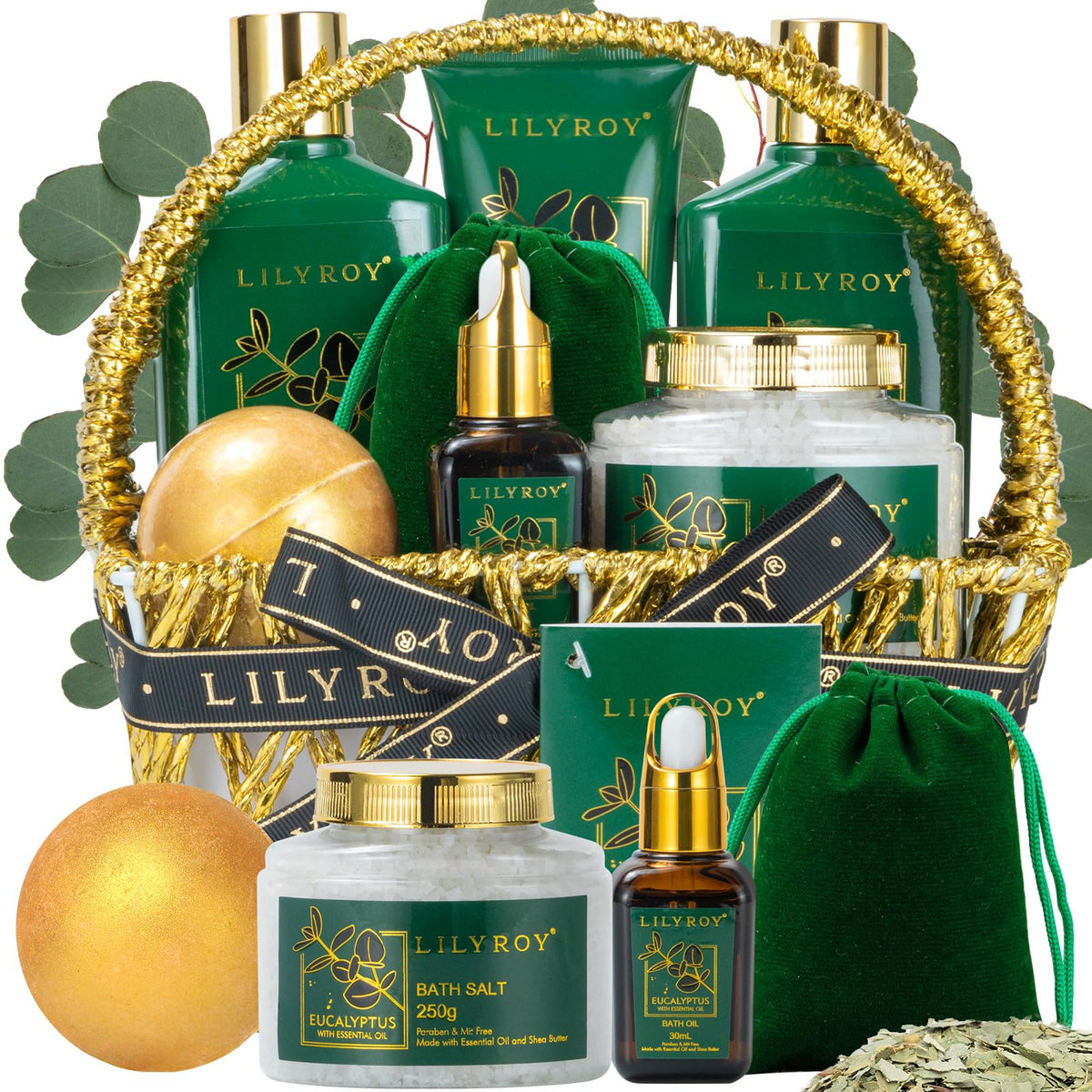 Lily Roy 9Pcs Spa Gift Basket Set For Women & Men - Perfect For Valentine'S Day & Birthdays