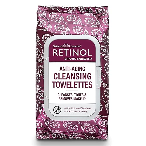 Retinol Anti-Aging Cleansing Towelettes - 30 Count, All-In-One Makeup Remover & Toner