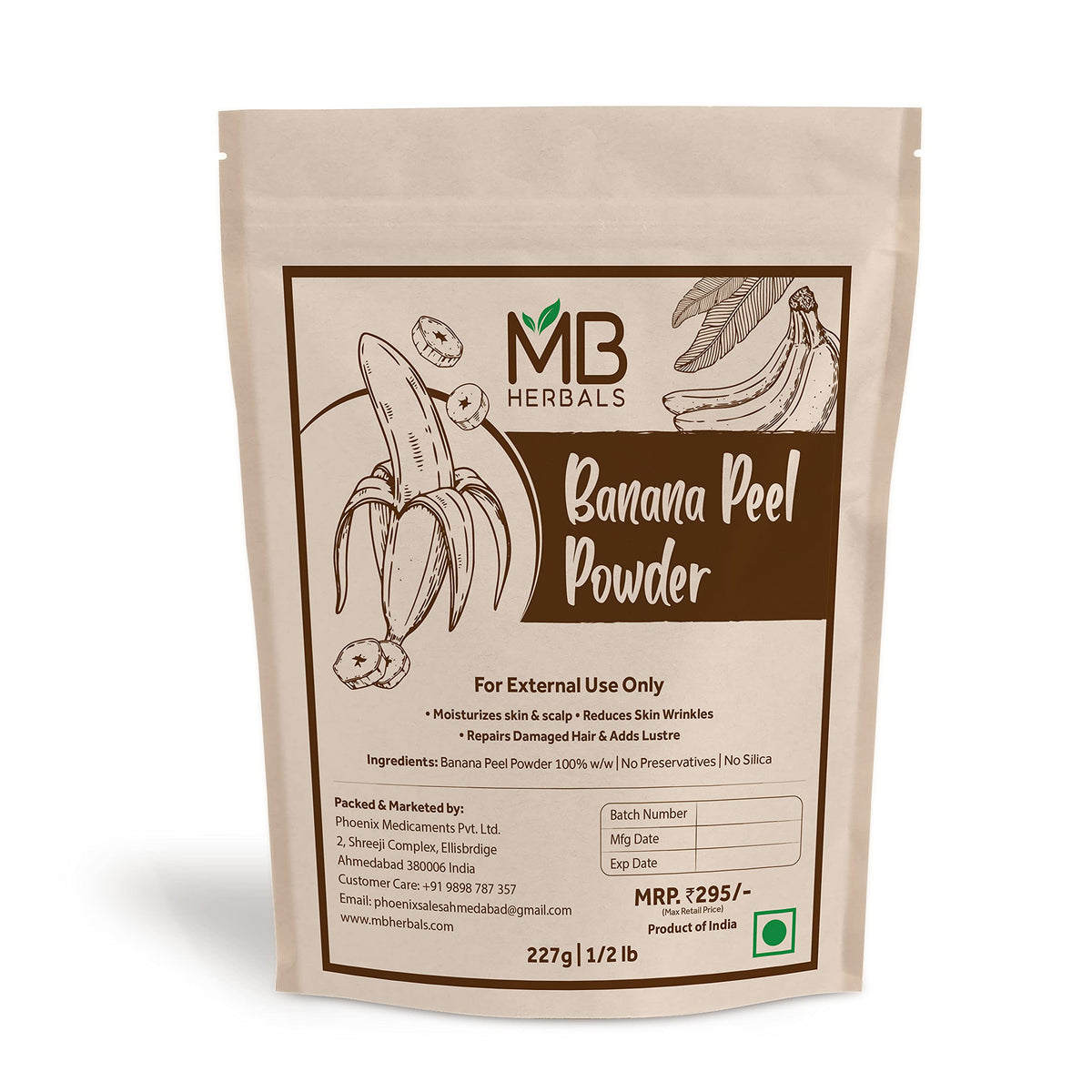 Mb Herbals Banana Peel Powder 227G | Hair Conditioning & Moisturizing Face Packs