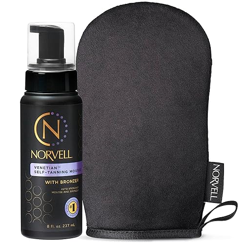 Norvell Sunless Tanning Bundle - Venetian Mousse & Applicator Mitt, 8 Fl Oz, Streak-Free Tan