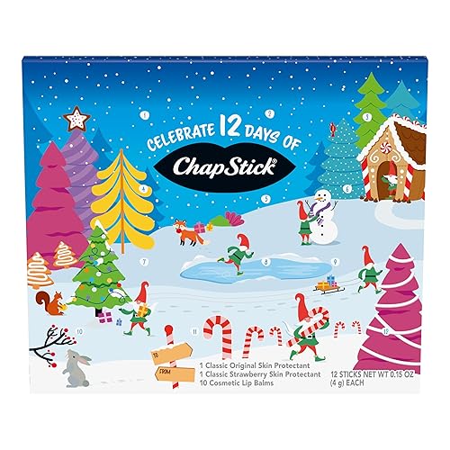 Chapstick 12 Days Of Holiday Advent Calendar Lip Balm Set - 12 Pieces, 0.15 Oz Each