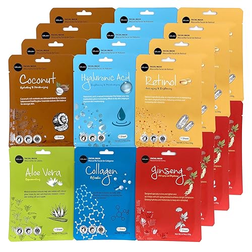 Celavi Essence Facial Mask - 24 Sheets K-Beauty Moisturizing Skincare - D Set