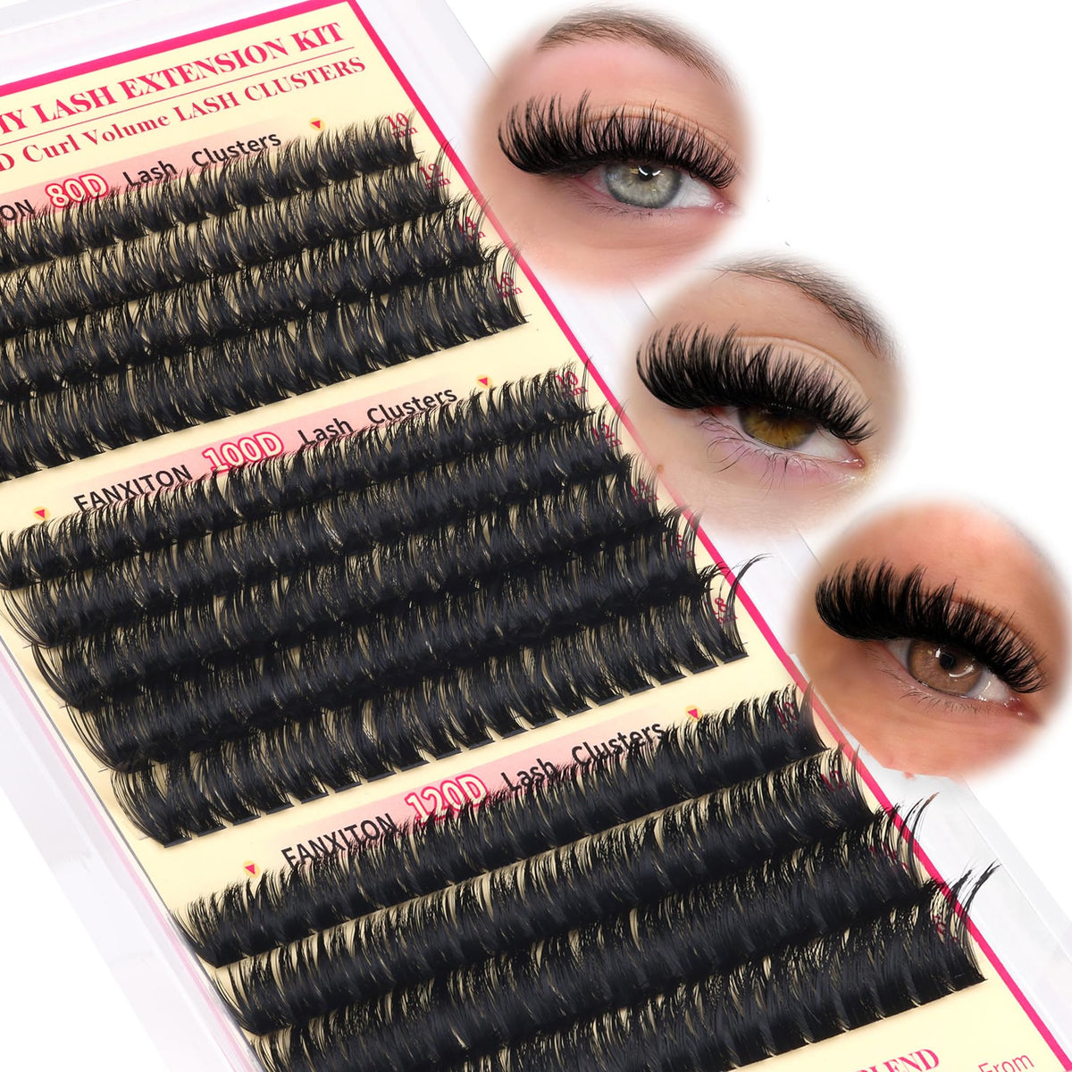 Fanxiton Thick Wispy Lash Clusters D Curl 10-18Mm Waterproof Individual Lashes