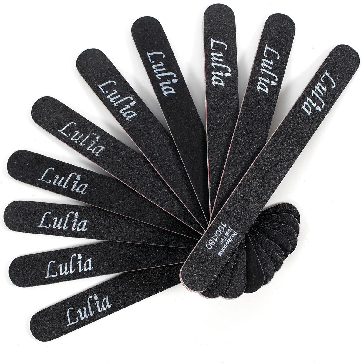 Lulia 50 Pack Nail Files - 100/180 Grit Emery Board for Gel & Acrylic - Black Manicure Tools