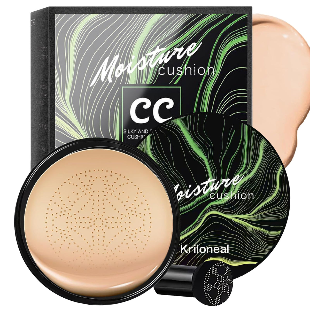 Kriloneal Cc Cream Foundation - Mushroom Head Air Cushion, Moisturizing, Waterproof, Nature, 3.45Oz