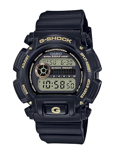 Casio G-Shock Dw9052 Men'S Digital Watch Black/Gold, 200M Wr, Shock Resistant, Led Light