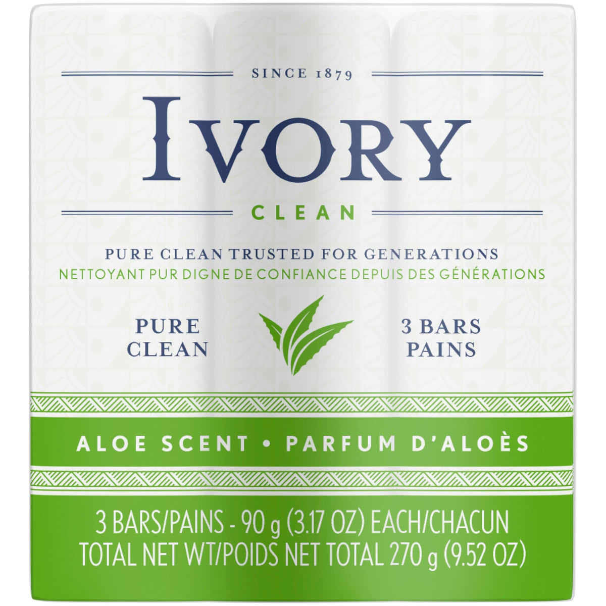 Ivory Simply Ivory Aloe Bath Bar, 3 Count - Moisturizing Soap For Soft Skin, 9.3 Ounce