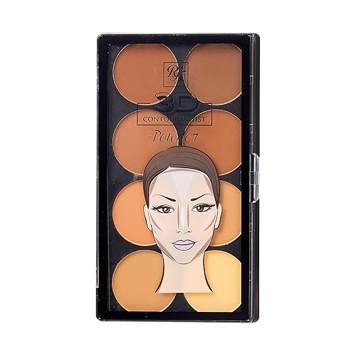 Ruby Kisses 3D Powder Contour Palette - Medium Dark For Cheekbones, Nose & Jawline Sculpting