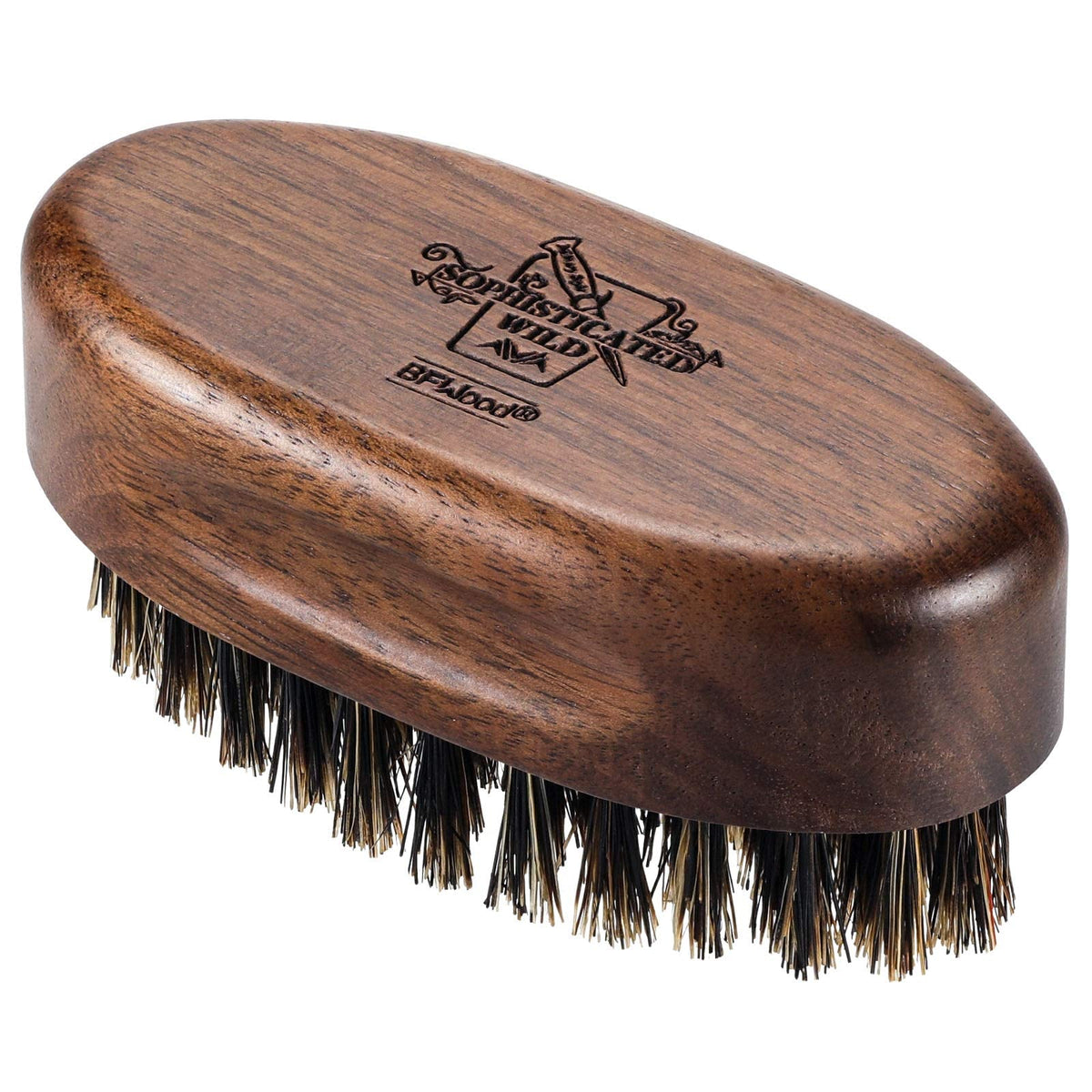 BFWood Travel Beard Brush - Natural Boar Bristles, Black Walnut Wood, Compact & Durable