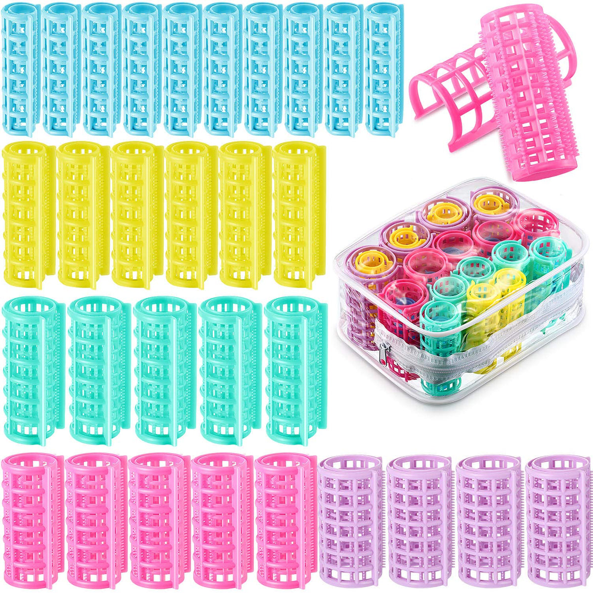 WILLBOND 30 PCS Self Grip Hair Rollers Set - No Heat Curlers for DIY Hairdressing & Salon