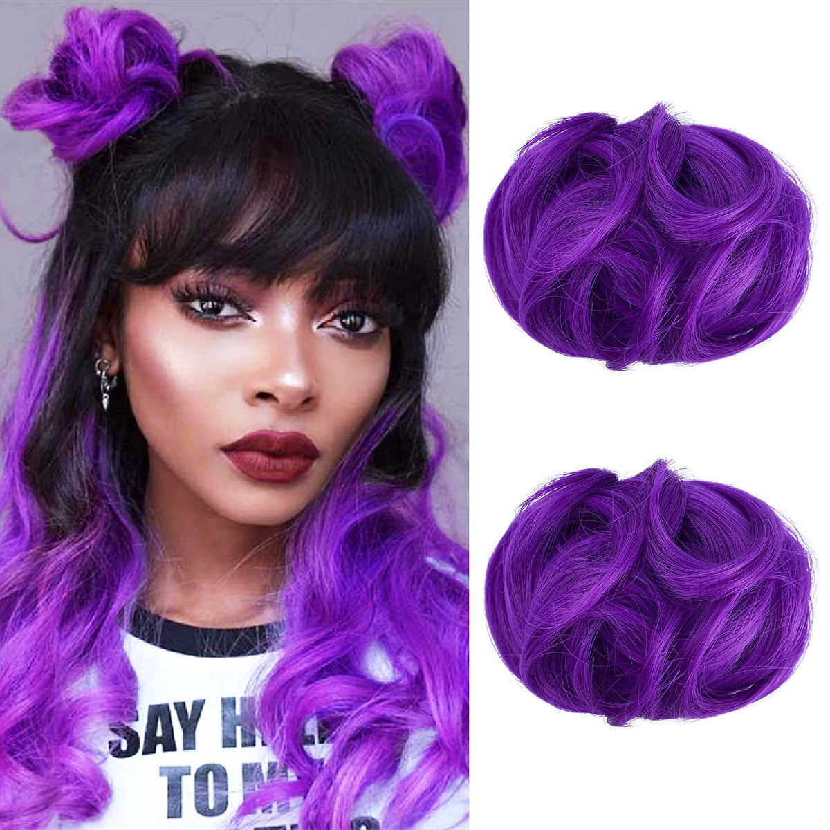 REECHO 2 PCS Dark Purple Mini Claw Clips for Hair Bun Extensions - Wavy Updo Accessories