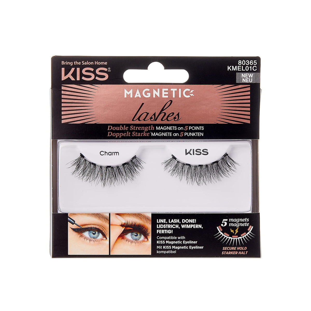 Kiss Magnetic False Eyelashes 'Charm', 12Mm, Reusable, Contact Lens Friendly, Easy Apply, Black