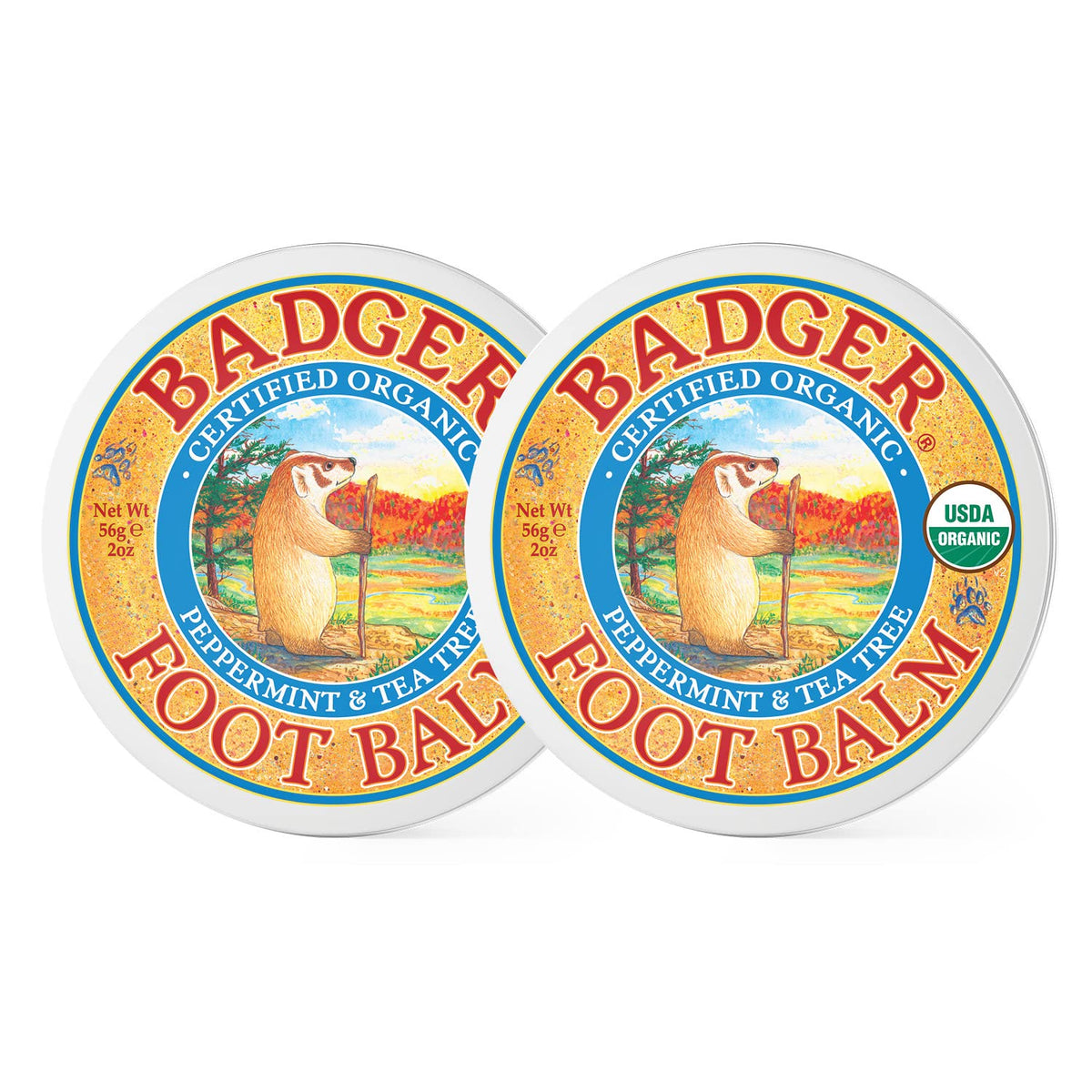 Badger Organic Tea Tree Foot Balm, 2 Oz (2 Pack) - Cracked Heel Repair & Moisturizing Cream