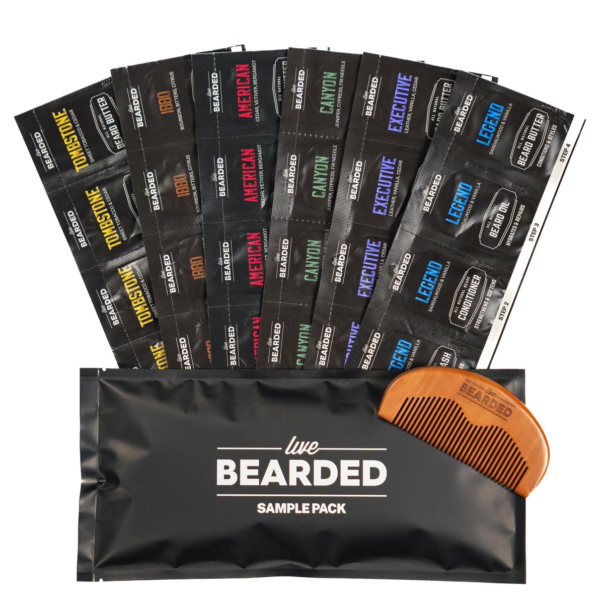 Live Bearded Beard Oil & Butter Grooming Kit - All-Natural, Growth Support, Sample Pack