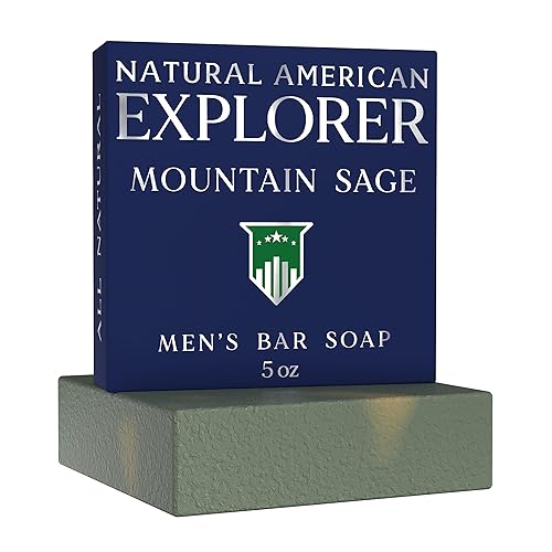 NATURAL AMERICAN EXPLORER Men’s Bar Soap, Mountain Sage, 100% Natural, 5 oz, Made in